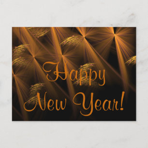 Cartão Postal De Festividades Fractal Abstrato de Leeds Noturnos de feliz ano no