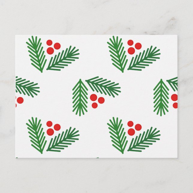 Cartão Postal De Festividades Framboesas de galho natalino (Frente)