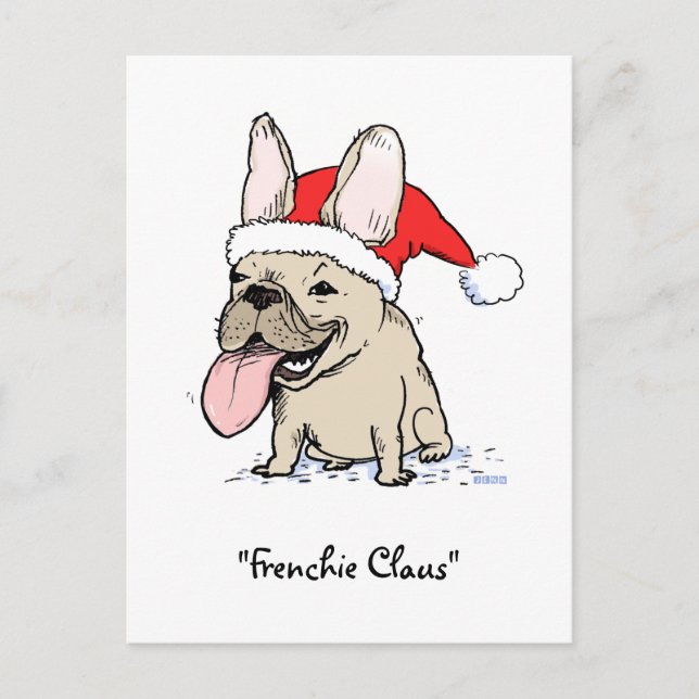 Cartão Postal De Festividades Francês Bulldog Santa Clause Cachorro de Natal Fra (Frente)