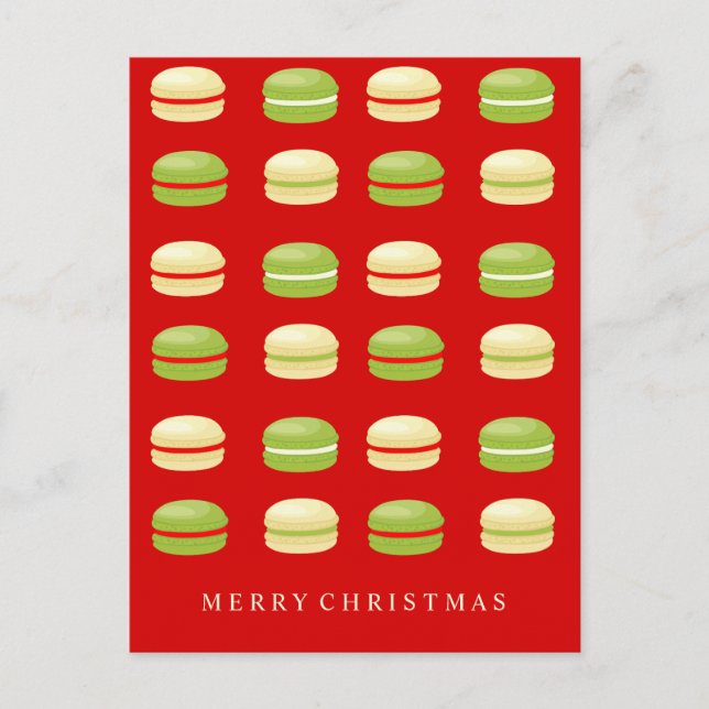 Cartão Postal De Festividades Francês vermelho Macarons do verde e do White (Frente)