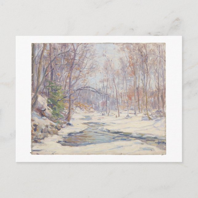 Cartão Postal De Festividades Frank T. Hutchens Pintando, "A Winter Morning" (Frente)