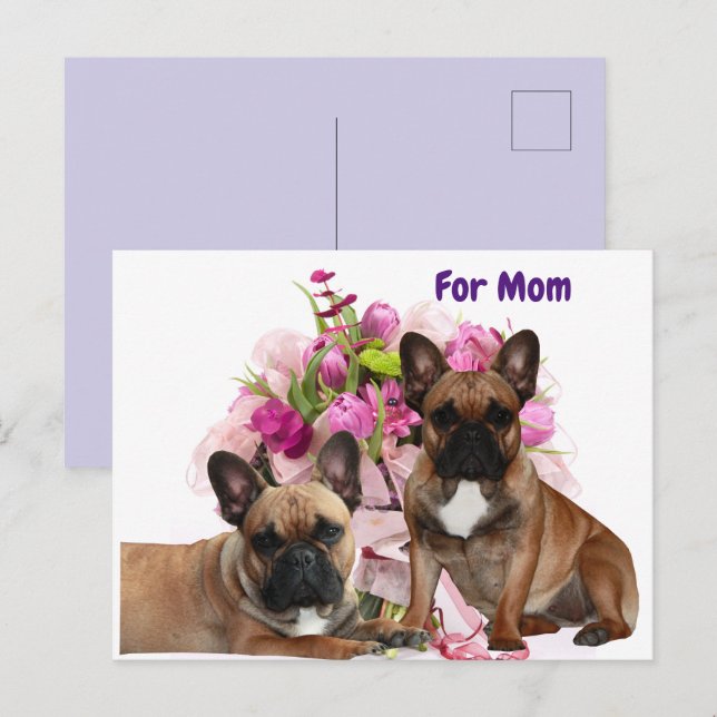 Cartão Postal De Festividades Französische Bulldogge Blumen French Bulldog Feier (Frente/Verso)