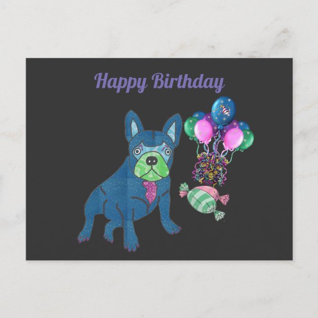 Cartão Postal De Festividades Französische Bulldogge Cartoon French Bulldog (Frente)