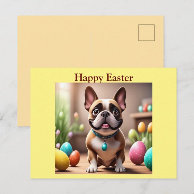 Cartão Postal De Festividades Französische Bulldogge Ostern French Bulldog (Frente/Verso)
