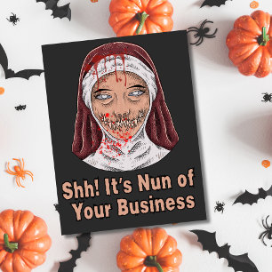 Cartão Postal De Festividades Freira Demônio Divertida dos Seus Negócios Hallowe