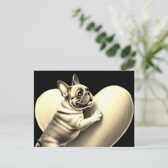 Cartão Postal De Festividades French Bulldog  i love Valentinstag  (Em pé/Frente)