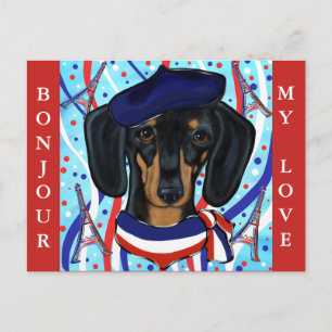 Cartão Postal De Festividades French Doxie