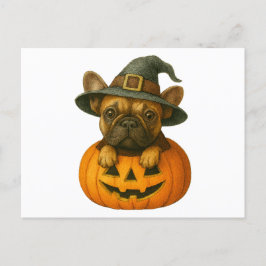 Cartão Postal De Festividades Frenchie em Pumpkin