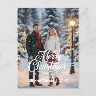 Cartão Postal De Festividades Frente de Fotografias de Casais de Feliz Natal