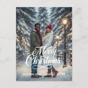 Cartão Postal De Festividades Frente de Fotografias de Casais de Feliz Natal