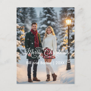 Cartão Postal De Festividades Frente de fotos de Casais Feliz de Natal