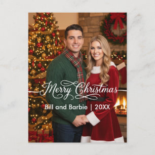 Cartão Postal De Festividades Frente de fotos de Casais Feliz de Natal