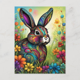 Cartão Postal De Festividades Frohe Ostern - Osterhase in Blumen