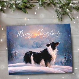 Cartão Postal De Festividades Fronteira Collie no Natal