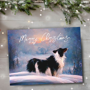 Cartão Postal De Festividades Fronteira Collie no Natal