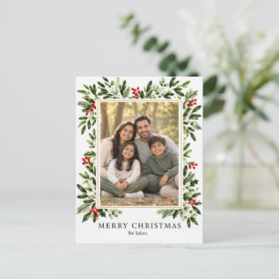 Cartão Postal De Festividades Fronteira de Azevinho Elegante Foto de Feliz Natal
