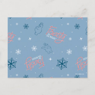 Cartão Postal De Festividades Frosty o Boneco de Neve Padrão Floco de Neve Azul