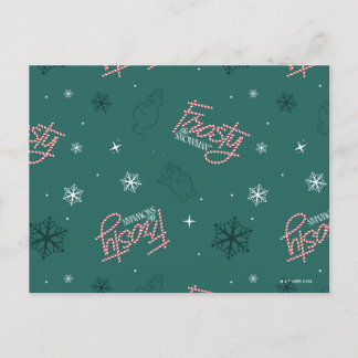 Cartão Postal De Festividades Frosty o Boneco de Neve Padrão Floco de Neve Verde