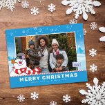 Cartão Postal De Festividades Frosty The Snowman | Feliz Natal<br><div class="desc">Celebrar o Feriado com Frosty,  o Homem de Neve! Personalize este Cartão-postal de Feriado Snowman com a sua fotografia de família favorita e o seu texto personalizado!</div>