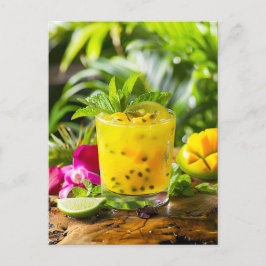 Cartão Postal De Festividades Fruta de paixão Mojito - Bebida Amarela