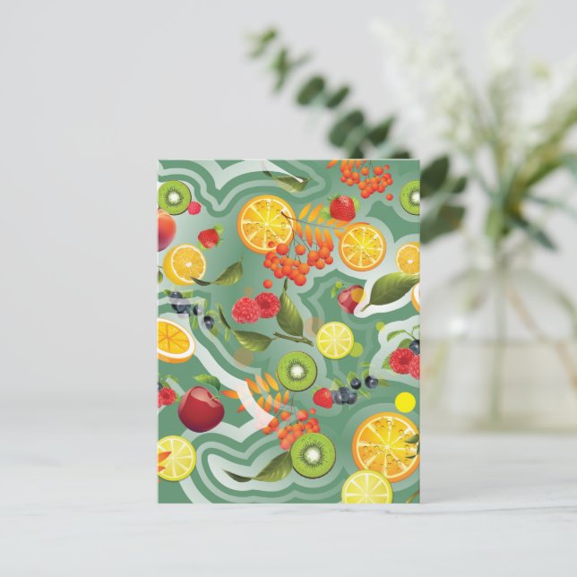 Cartão Postal De Festividades Frutas mistas 7 (Em pé/Frente)