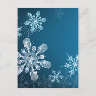 Cartão Postal De Festividades Fundo azul do floco de neve do Natal