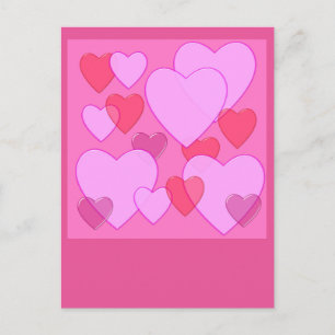 Cartão Postal De Festividades Fundo cor-de-rosa brilhante do Namorados cardíaco