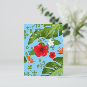Cartão Postal De Festividades Fundo de Flores Tropicais 12