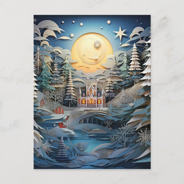 Cartão Postal De Festividades Fundo de Natal do Efeito 3D Abstrato (Frente)