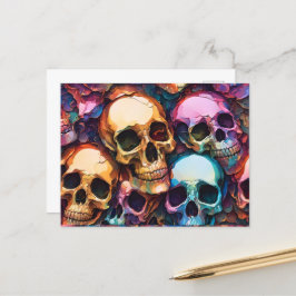 Cartão Postal De Festividades Funky Skulls