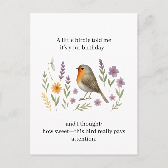 Cartão Postal De Festividades Funny Birdie Birthday Quote | Sarcastic Gossip  (Frente)