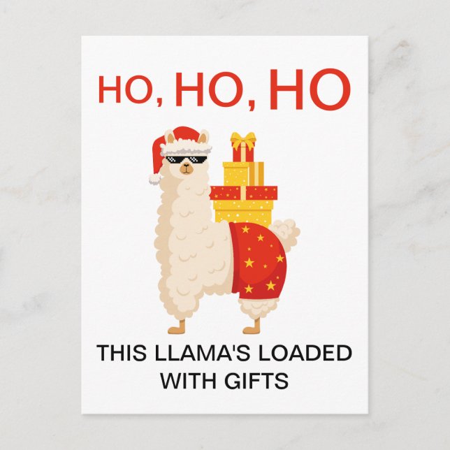 Cartão Postal De Festividades Funny Christmas Simple Disco Santa Llama (Frente)