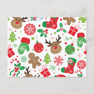 Cartão Postal De Festividades Funny Colorful Christmassy Pattern