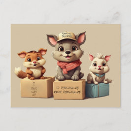 Cartão Postal De Festividades Funny Cute Cartoon Animals Delivery  Any Occasion
