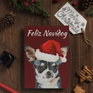 Cartão Postal De Festividades Funny Feliz Navidog Chihuahua