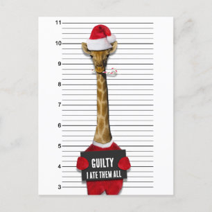 Cartão Postal De Festividades Funny Mugshot Natal Guilherme Giraffe