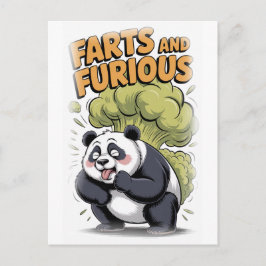 Cartão Postal De Festividades Funny Panda making a Fart on a White