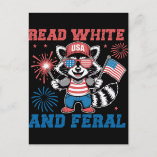 Cartão Postal De Festividades Funny raccoon 4th of july patriotic cute red white