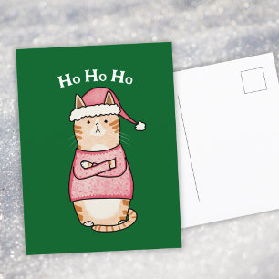 Cartão Postal De Festividades Funny Sarcastic Orange Cat Natal