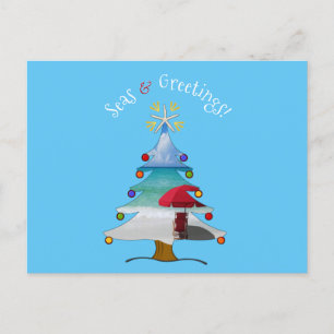 Cartão Postal De Festividades Funny Seas and Greetings Photo Beach Christmas