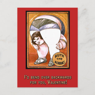 Cartão Postal De Festividades Funny Valentine with Vintage Circus Art
