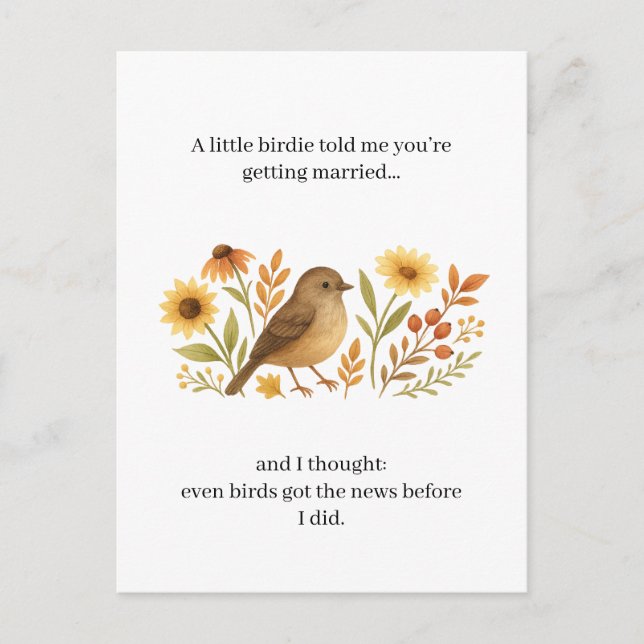 Cartão Postal De Festividades Funny Wedding Birdie Quote | Sarcastic Marriage  (Frente)