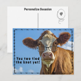 Cartão Postal De Festividades Funny Western Cow Marriage Joke Ranch & Farm Style