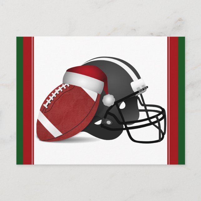 Cartão Postal De Festividades Futebol E Capacete De Natal (Frente)