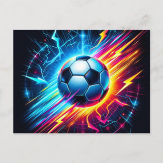 Cartão Postal De Festividades Futurista Bola de Futebol Elétrico Relâmpago