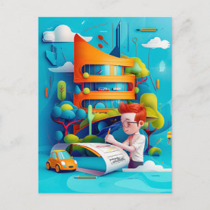 Cartão Postal De Festividades Futuro Arquiteto Sonho para Crianças