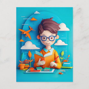 Cartão Postal De Festividades Futuro Autor de Livros Sonho para Crianças