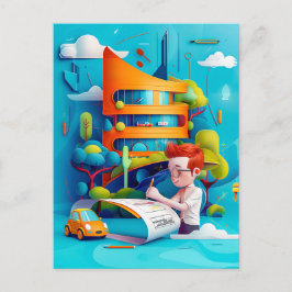 Cartão Postal De Festividades Futuro Sonho Arquiteto para Crianças