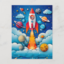 Cartão Postal De Festividades Futuro Sonho Astronauta para Crianças