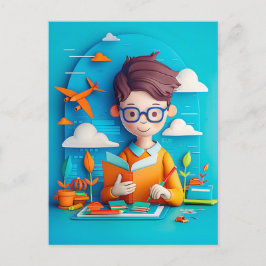 Cartão Postal De Festividades Futuro Sonho de Autor de Livro para Crianças